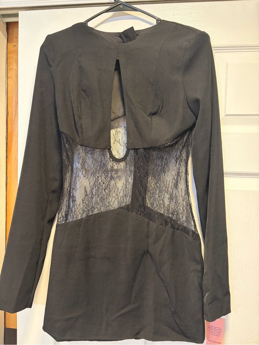 REVOLVE Black Long Sleeve Lace Paneled Mini Dress